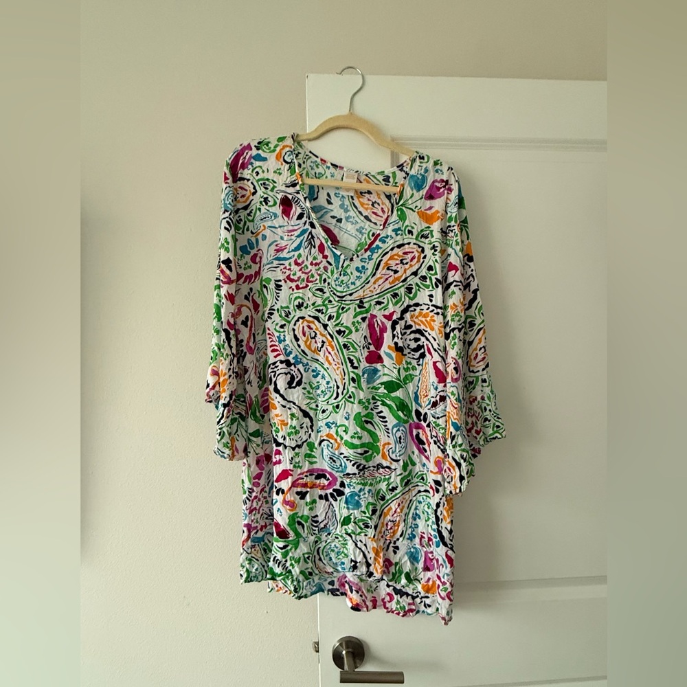 Anne Cole Multicolor Paisley V-Neck Blouse